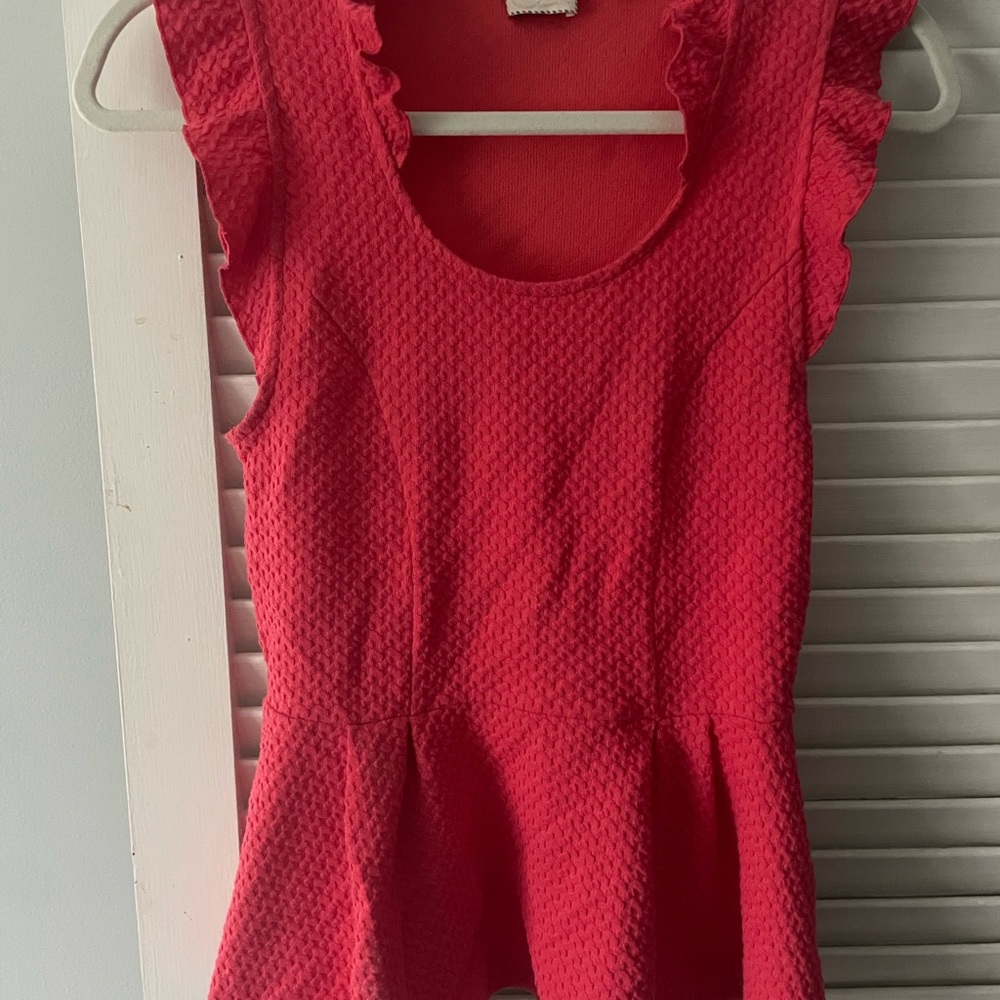 Coral Peplum Textured Anthropologie top